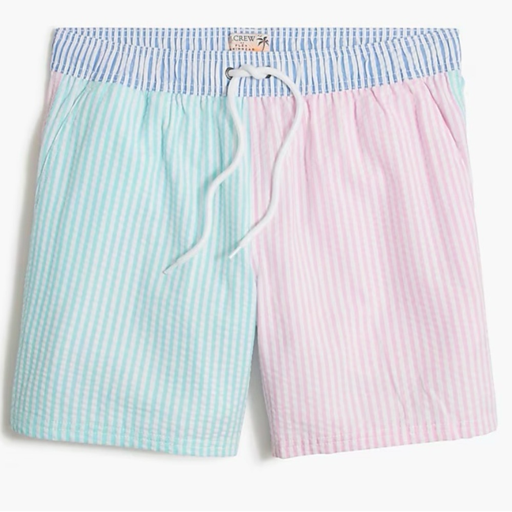 J Crew Factory 6” Seersucker Stripped Swim Trunk Shorts Men’s XXL NEW